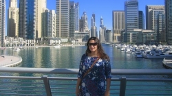Rebeca González, en Dubai, donde trabaja para el Instituto Valenciano de Exportación